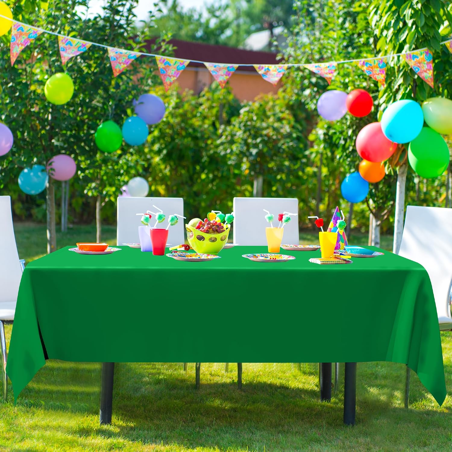 Thumbnail 6 de 4 Pack 54 x 108 Inches Plastic Tablecloths for Rectangle Tables — Green, Waterproof & Mess-Ready