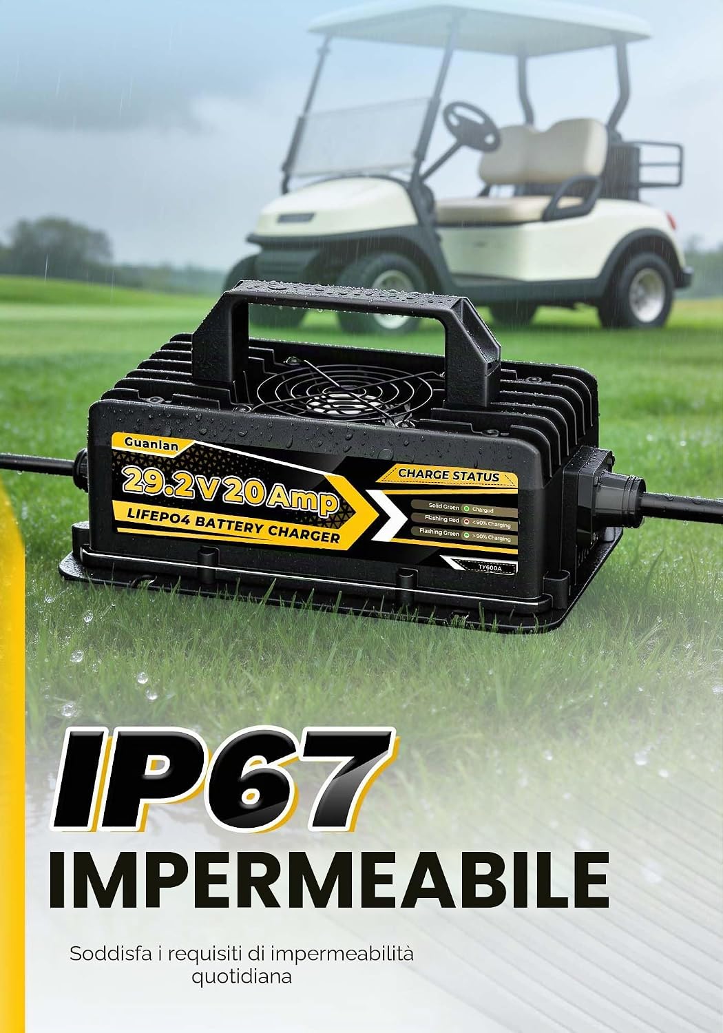 Thumbnail 2 de Caricabatterie Litio 29,2V 20A per Batterie LiFePO4 da 24V/25,6V – IP67, per Camper, Barca e Solare