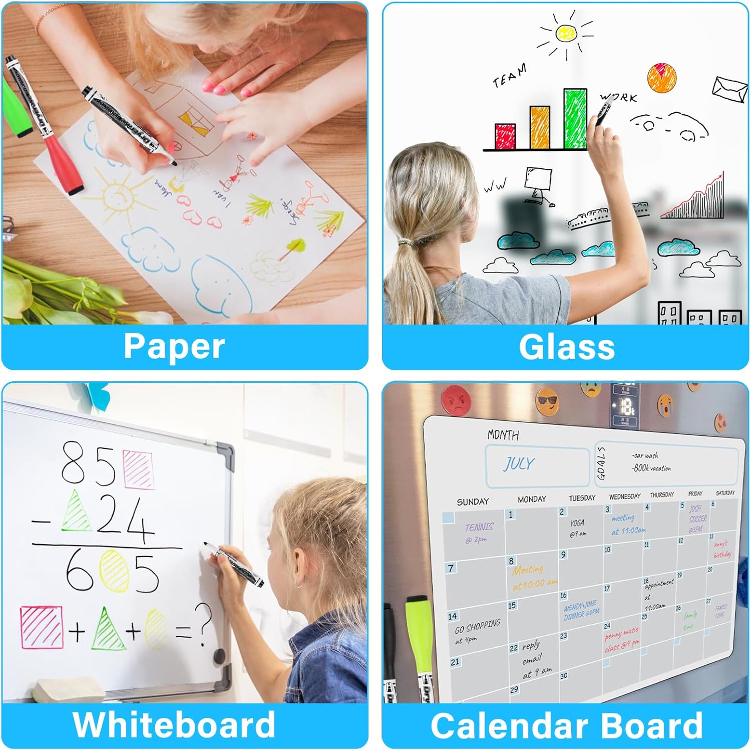 Thumbnail 4 de Autoau Whiteboard Marker – 15 Farben Magnetisch mit Radiergummi