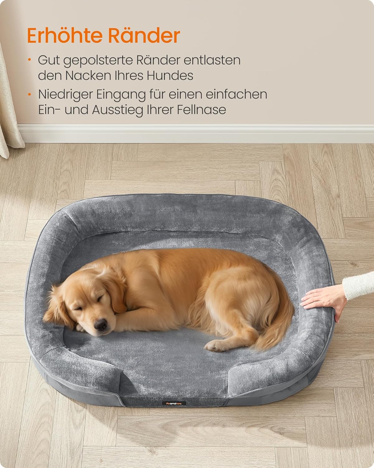 Detalle 1 de Feandrea Hundebett 106 x 76 x 18 cm für große Hunde