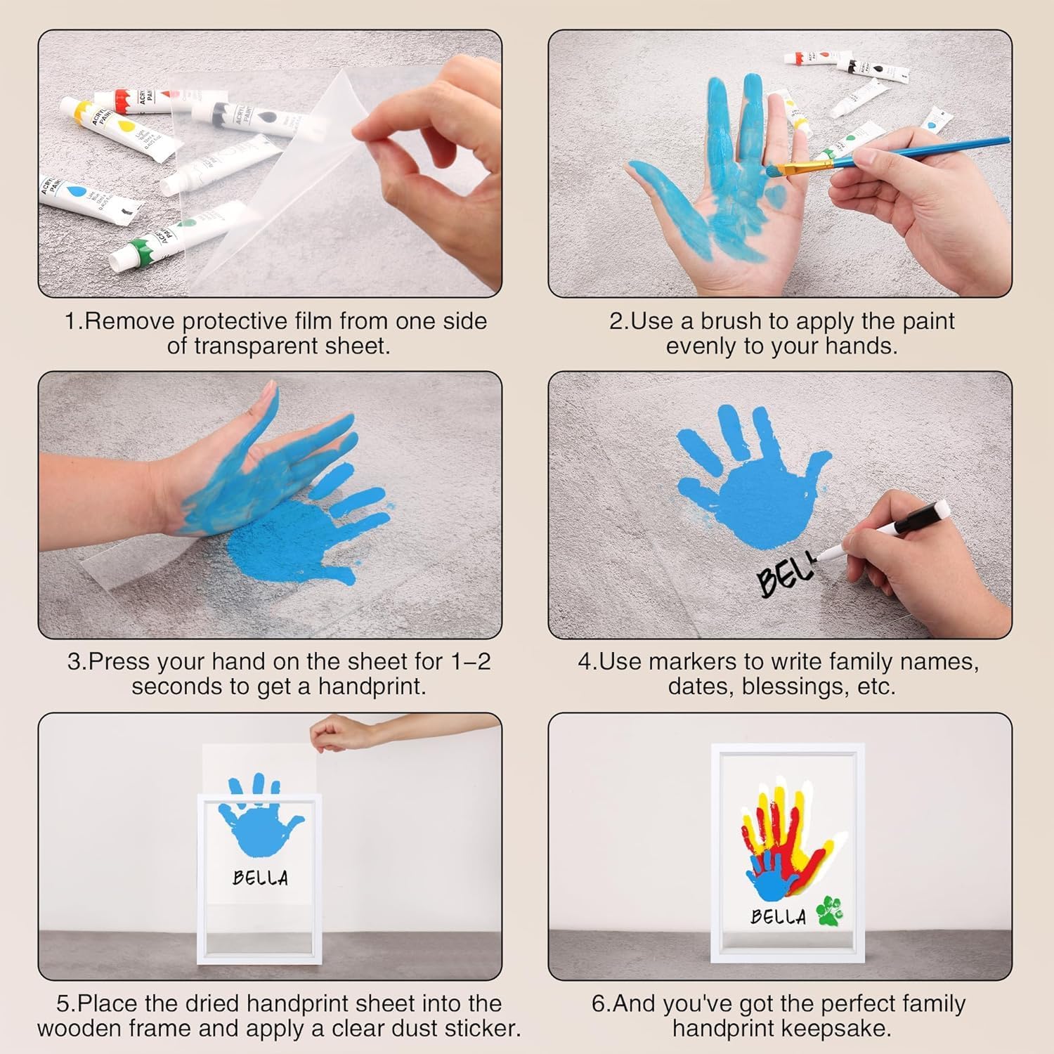 Thumbnail 6 de Crenze Family Handprint Kit DIY frame