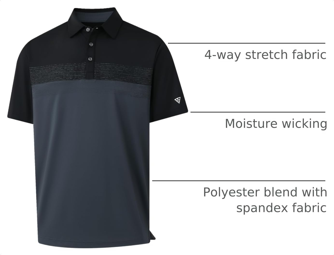 Detalle 2 de M MAELREG Golf Shirts for Men: Dry Fit Performance Polo with Color Block Chest Print