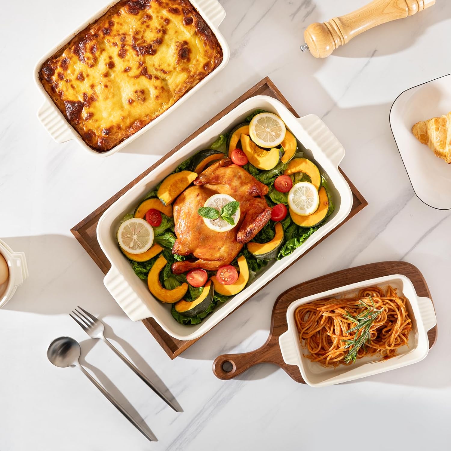 Thumbnail 4 de Sweejar Ceramic 13 x 9 Baking Pan — Oven-to-Table Porcelain Dish for Lasagna, Brownies, and More