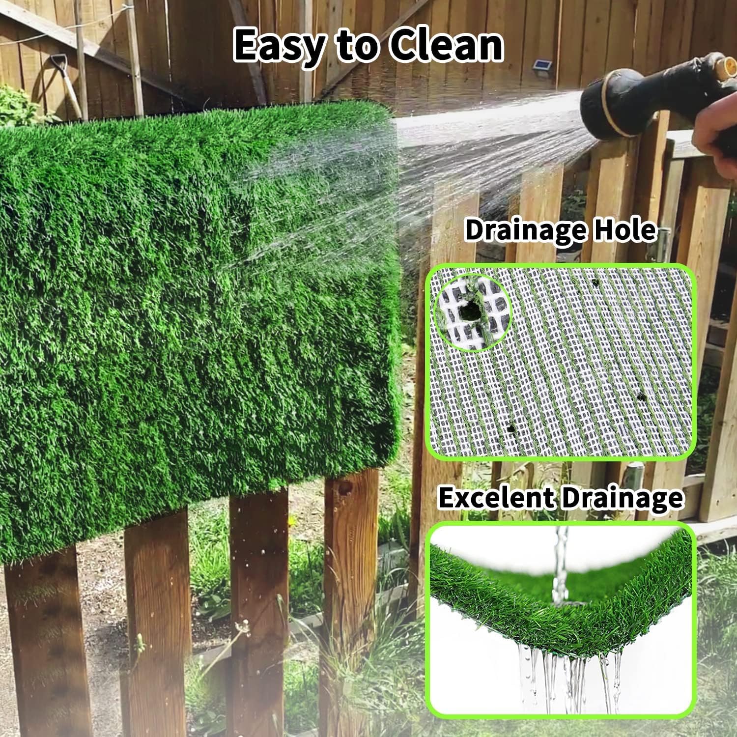Detalle de Dog Grass Mat 80 x 100cm: Strong Absorbency, Soft Artificial Puppy Grass for Potty Training