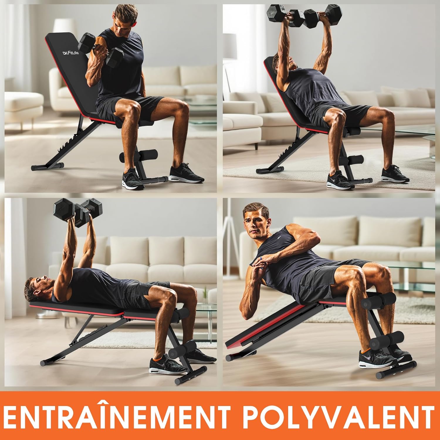 Thumbnail 6 de DH FitLife Banc pliable 8 en 1 réglable et incliné : gain de place 80%