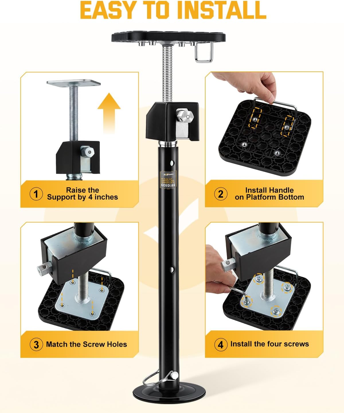 Detalle de RVSHARK RV Slide Out Support Jacks Set of 2 (6000lbs Heavy-Duty), Adjustable 20"–49" With Drill or Handle