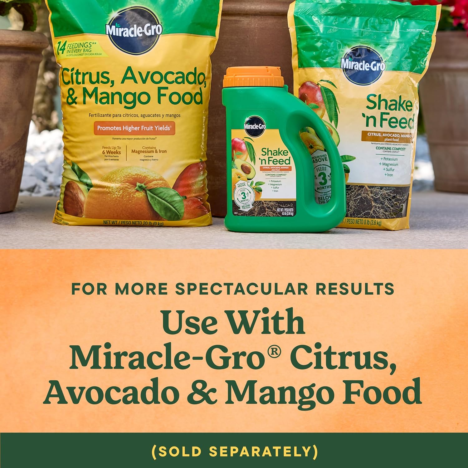 Detalle de Miracle-Gro 1048291 Shake 'N Feed Citrus, Avocado & Mango Fertilizer, 4.5 lb