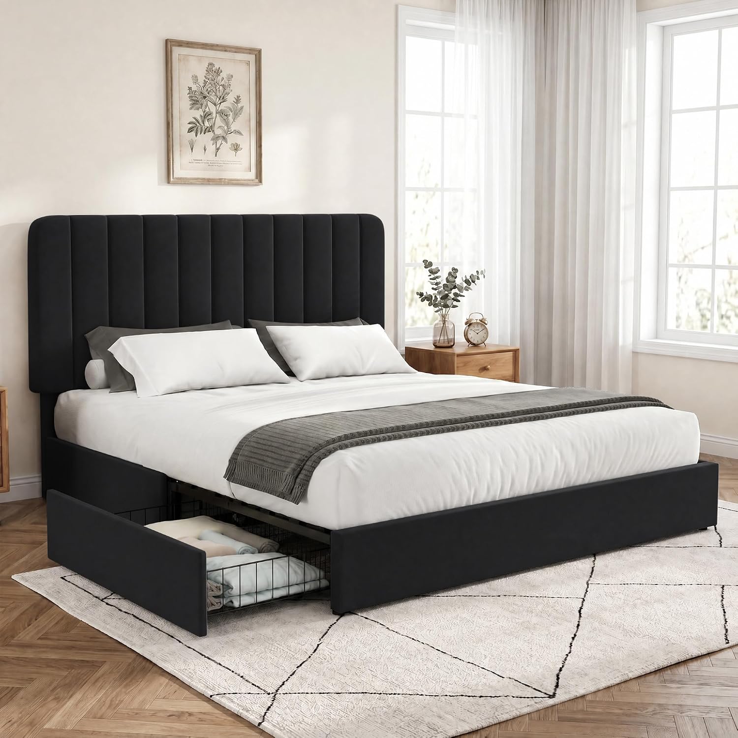 Detalle de VECELO Upholstered Bed Frame, Full Size