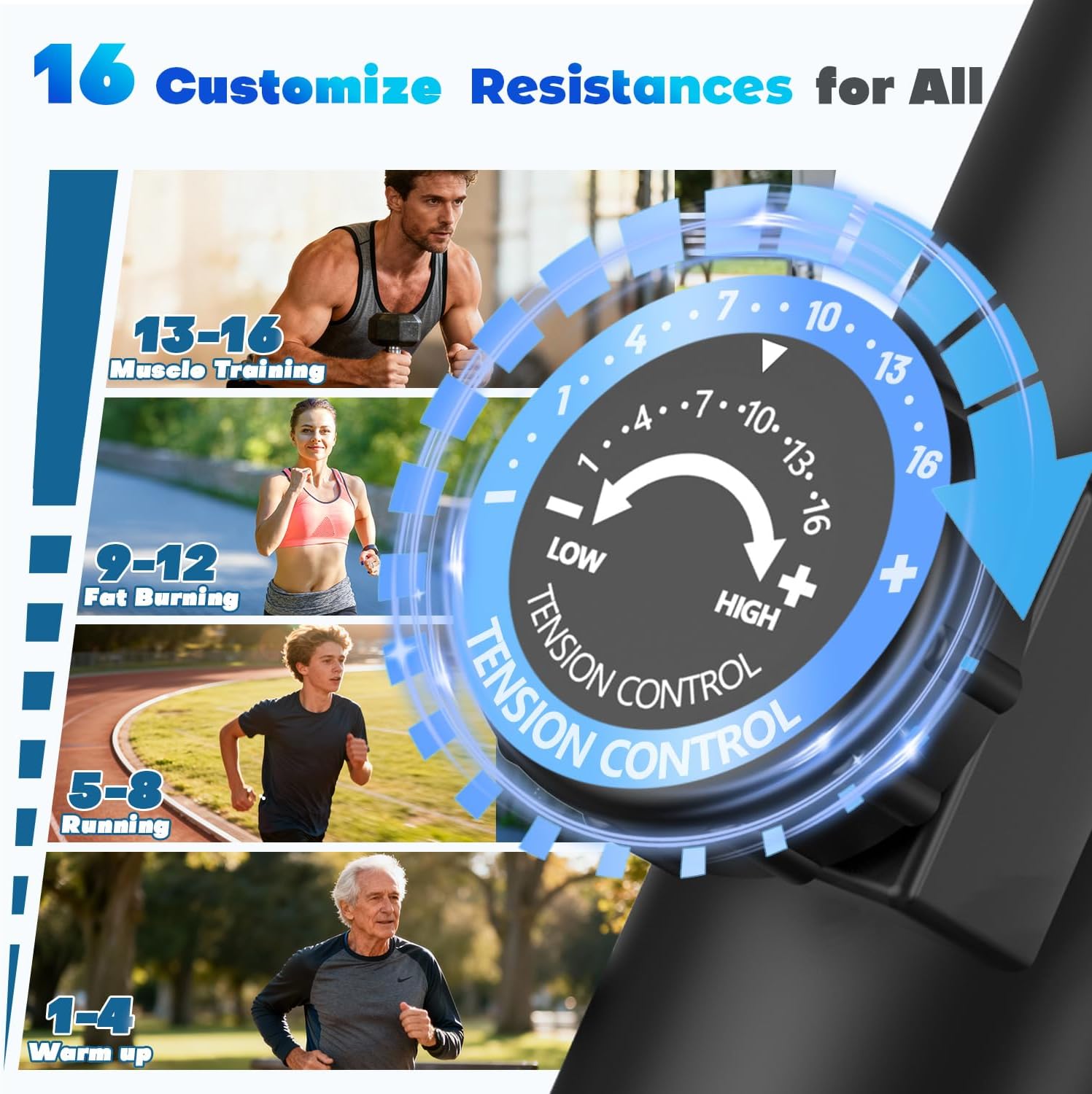 Detalle de FOUSAE FOUSAE Elliptical Trainer, 16-Level Magnetic Resistance, 15.5-Inch Stride