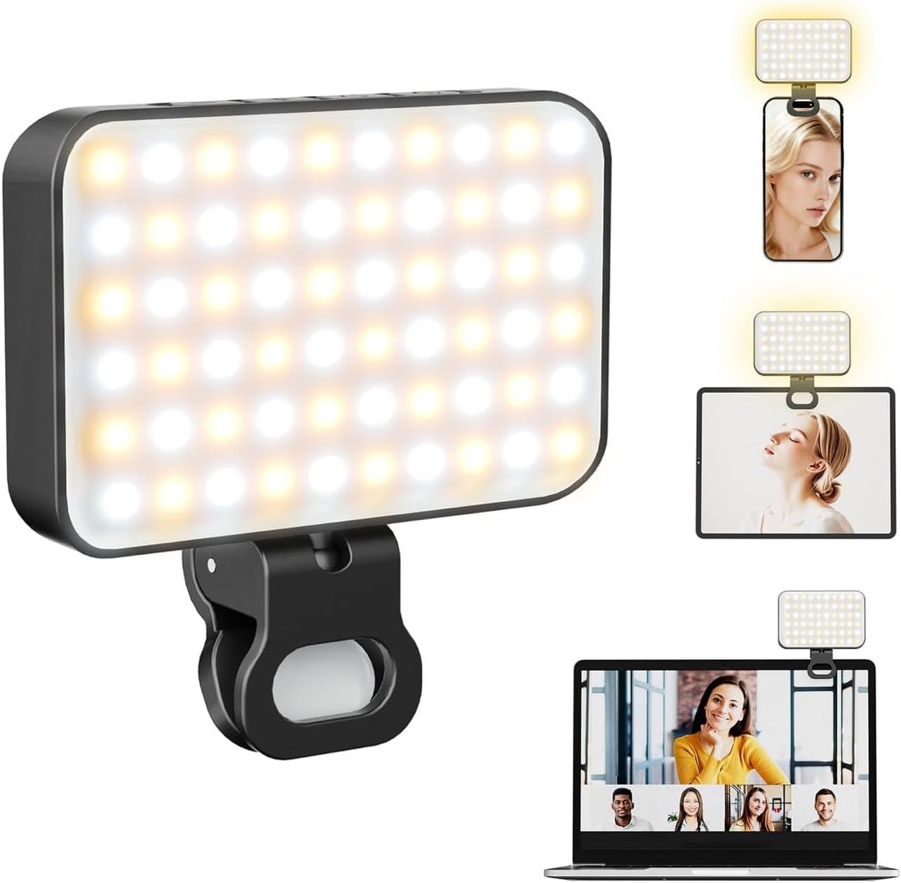 Detalle de Lumière Téléphone Selfie Light 60 LED, 3 températures de couleur et batterie 2000 mAh