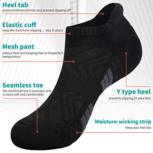Detalle de coskefy Running Socks Thick Cushion Ankle Anti-Blister Cotton – 6 Pairs
