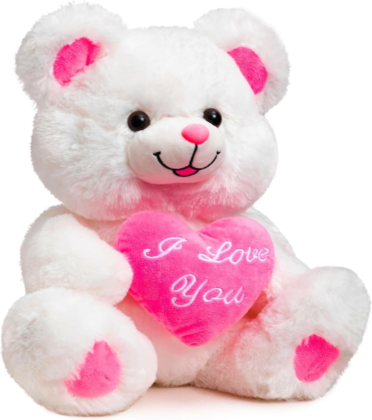 Detalle de BEJOY Teddy Bear with Pink Heart Plush – 13-inch Light-Up Love Message
