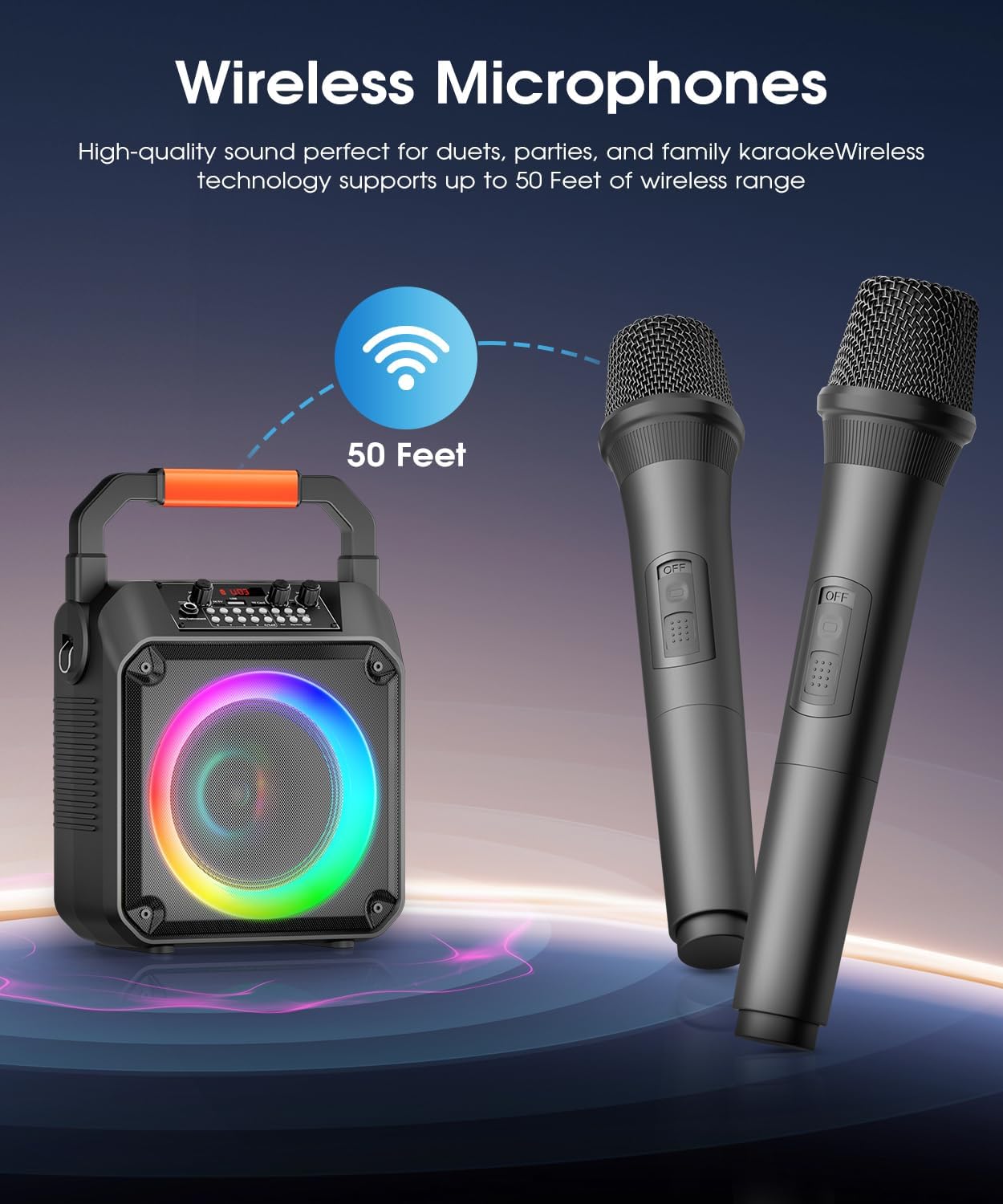 Thumbnail 5 de MOYLEAF HHCC-A9 Karaoke Machine with 2 Wireless Microphones, 20W Sound