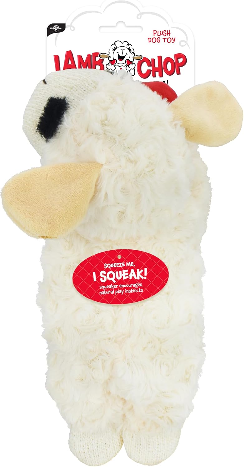 Detalle 2 de Multipet Lamb Chop Dog Plush Toy — 10” Cream Squeaky Plush for Small & Medium Dogs