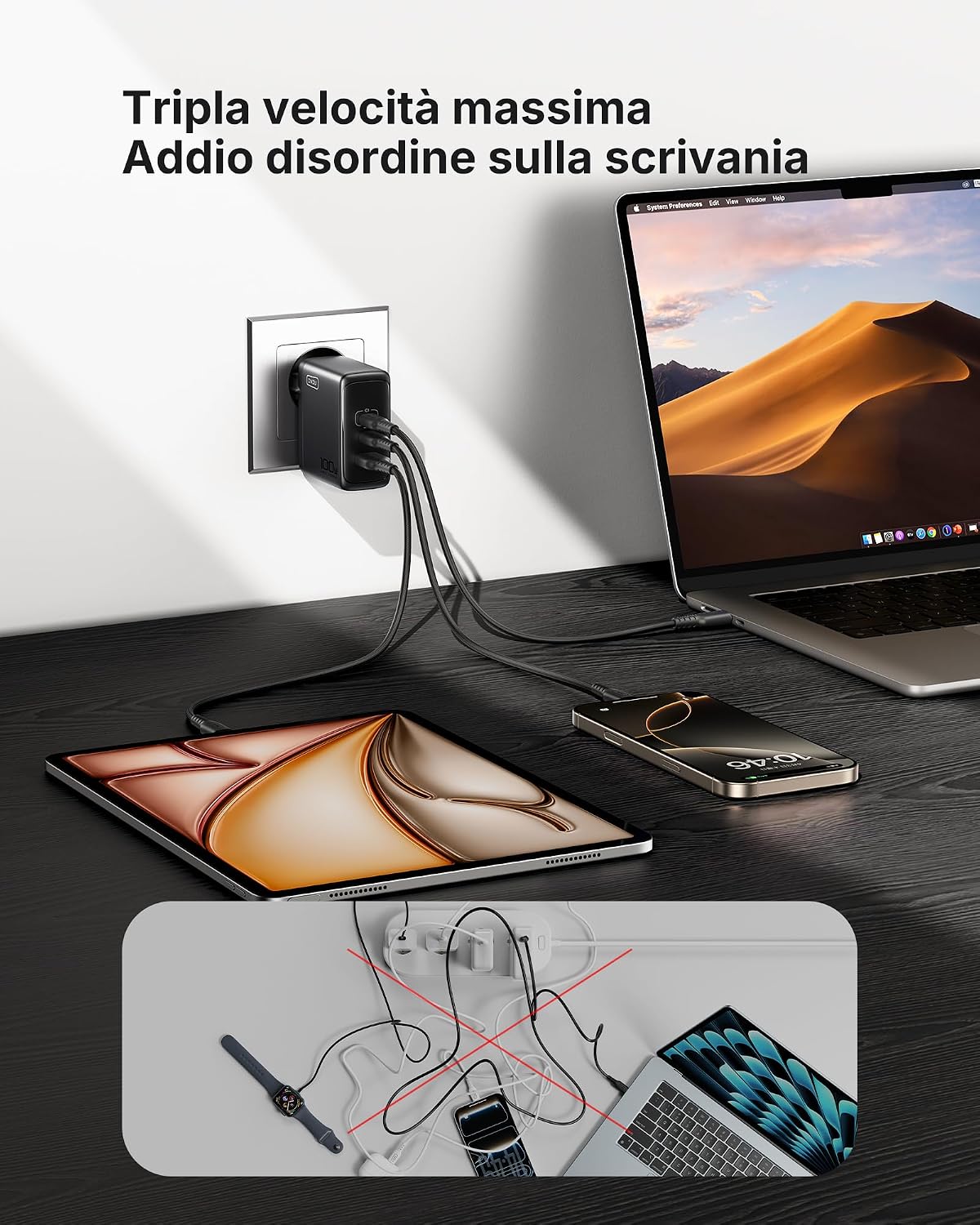 Detalle 2 de INIU 100W USB C Caricatore GaN Multiplo
