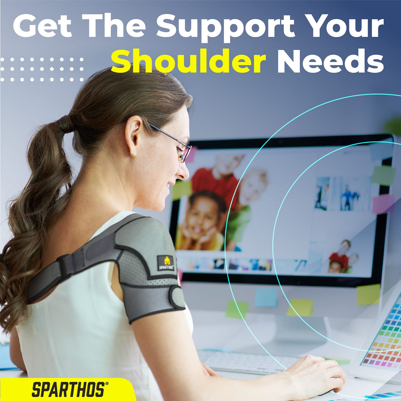 Detalle de Sparthos Shoulder Brace - Adjustable Support Sleeve for Rotator Cuff & Shoulder Stability
