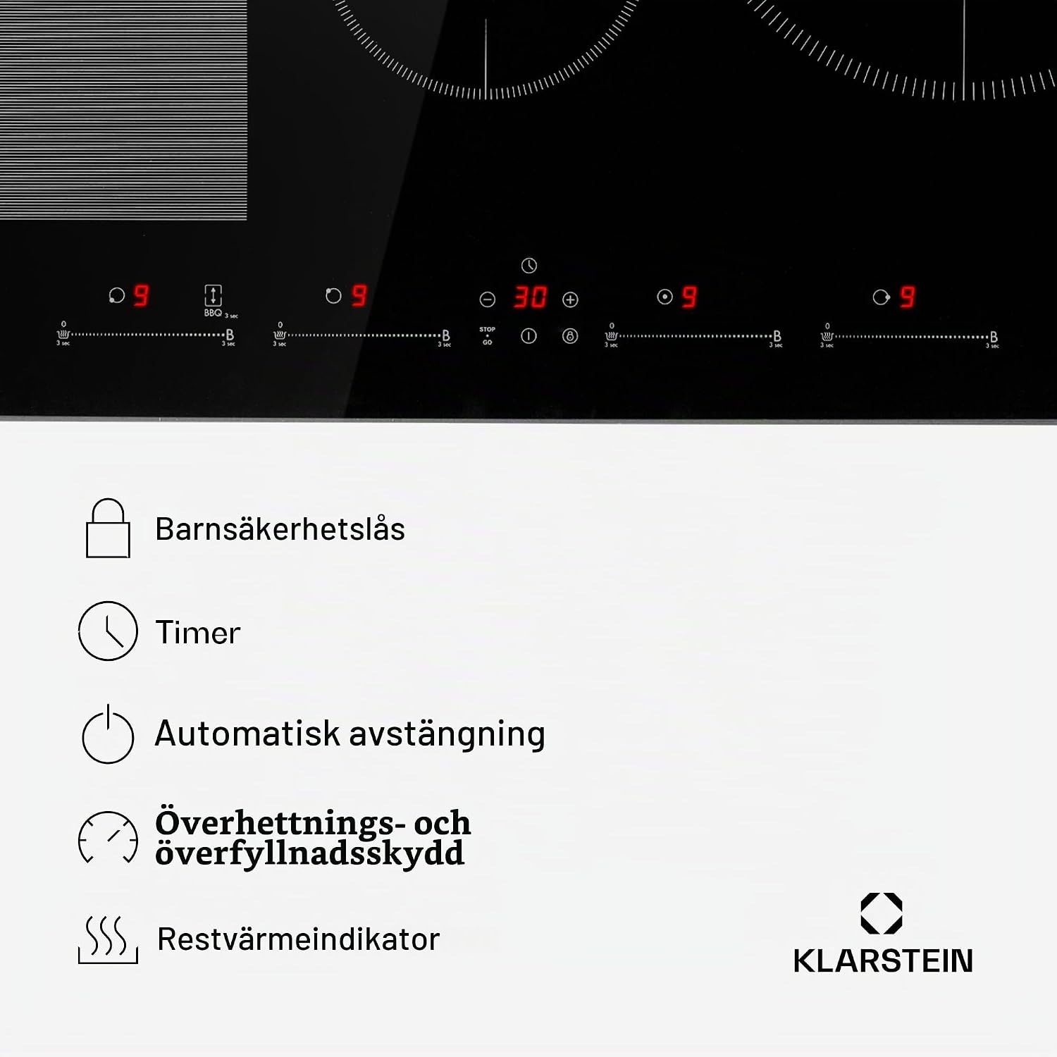 Detalle de Klarstein CP4-90400-kdcc Delicatessa induktionshäll med fyra zoner