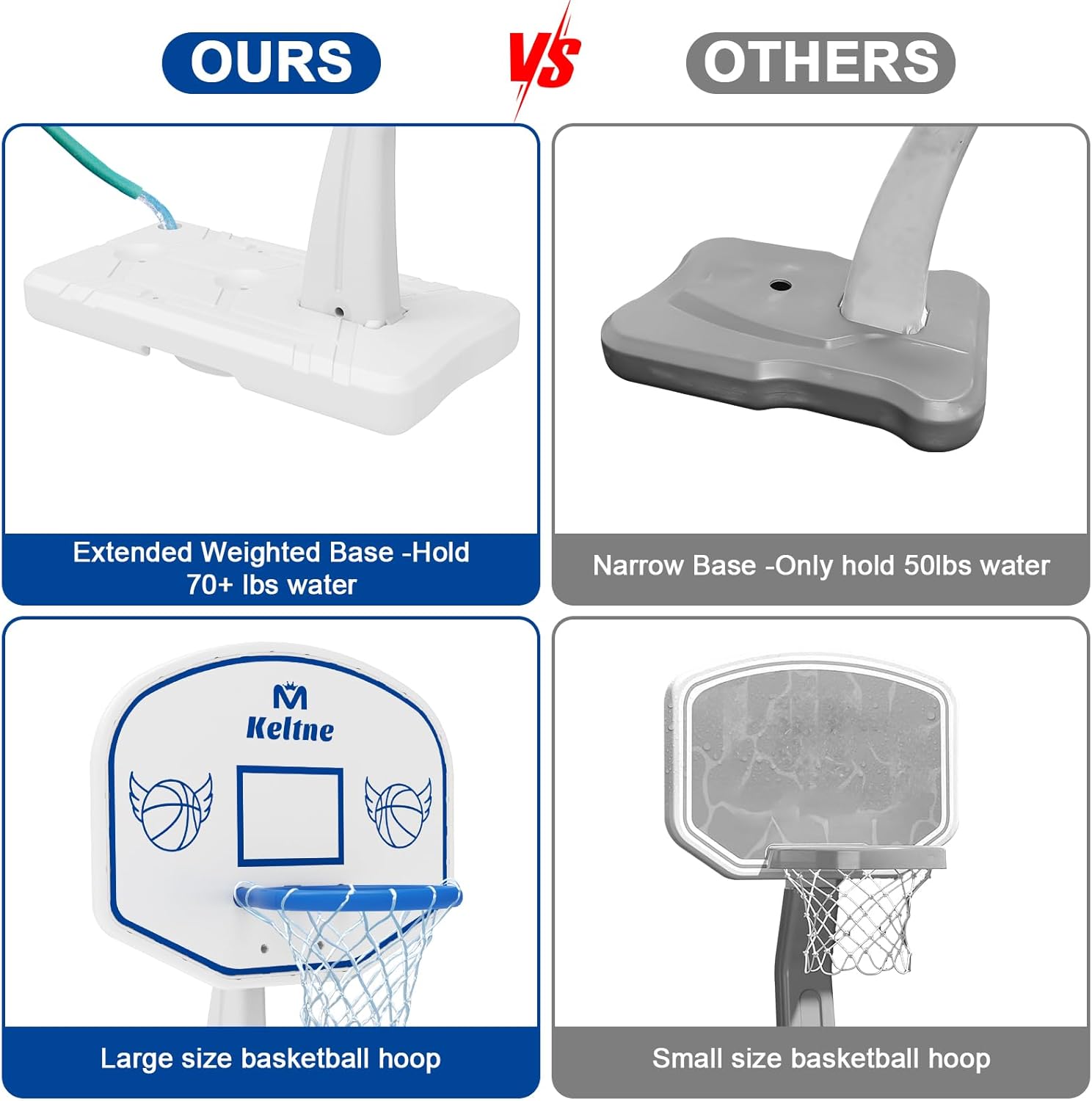 Thumbnail 4 de Dahivs Pool Basketball Hoop with Lengthened Water-Filled Base (34" x 34" x 42.2")