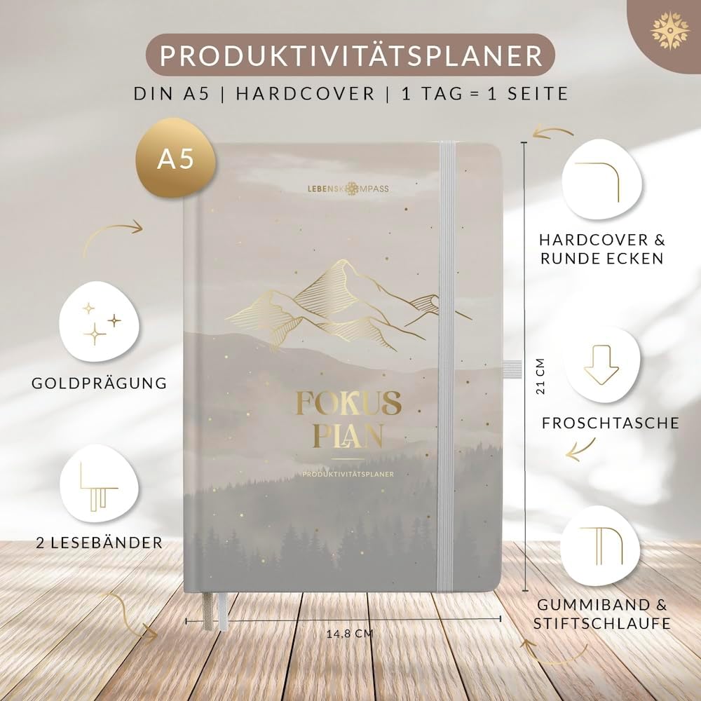 Thumbnail 2 de Lebenskompass Erfolgsjournal FOKUS PLAN 124 Tage Tagesplaner 📔
