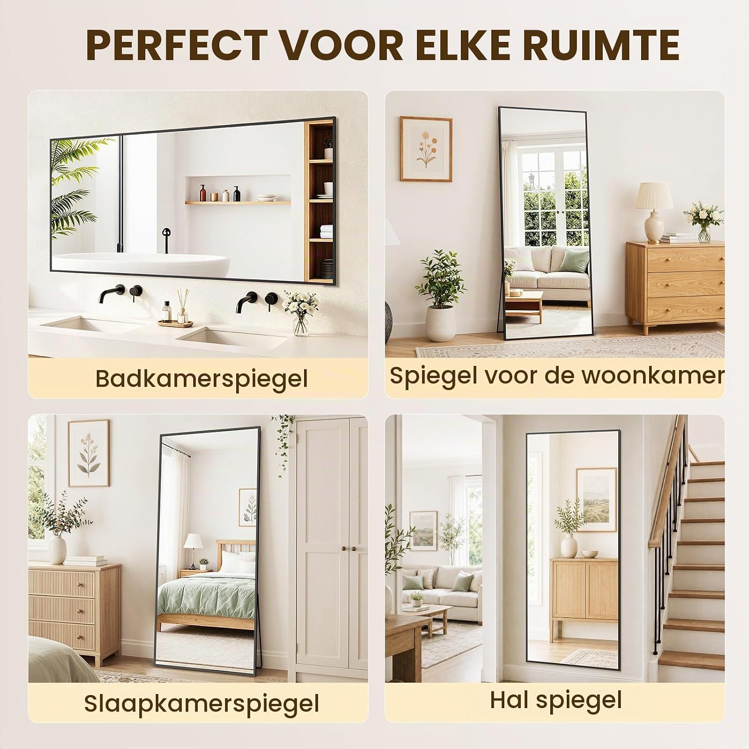 Thumbnail 6 de XRAMFY passpiegel 192 x 85 cm met zwart aluminium frame