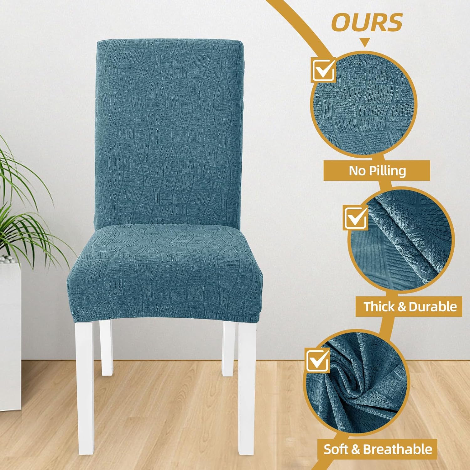 Thumbnail 6 de Ystyle Housse de chaise 6 pièces turquoise, housses extensibles élastiques lavables