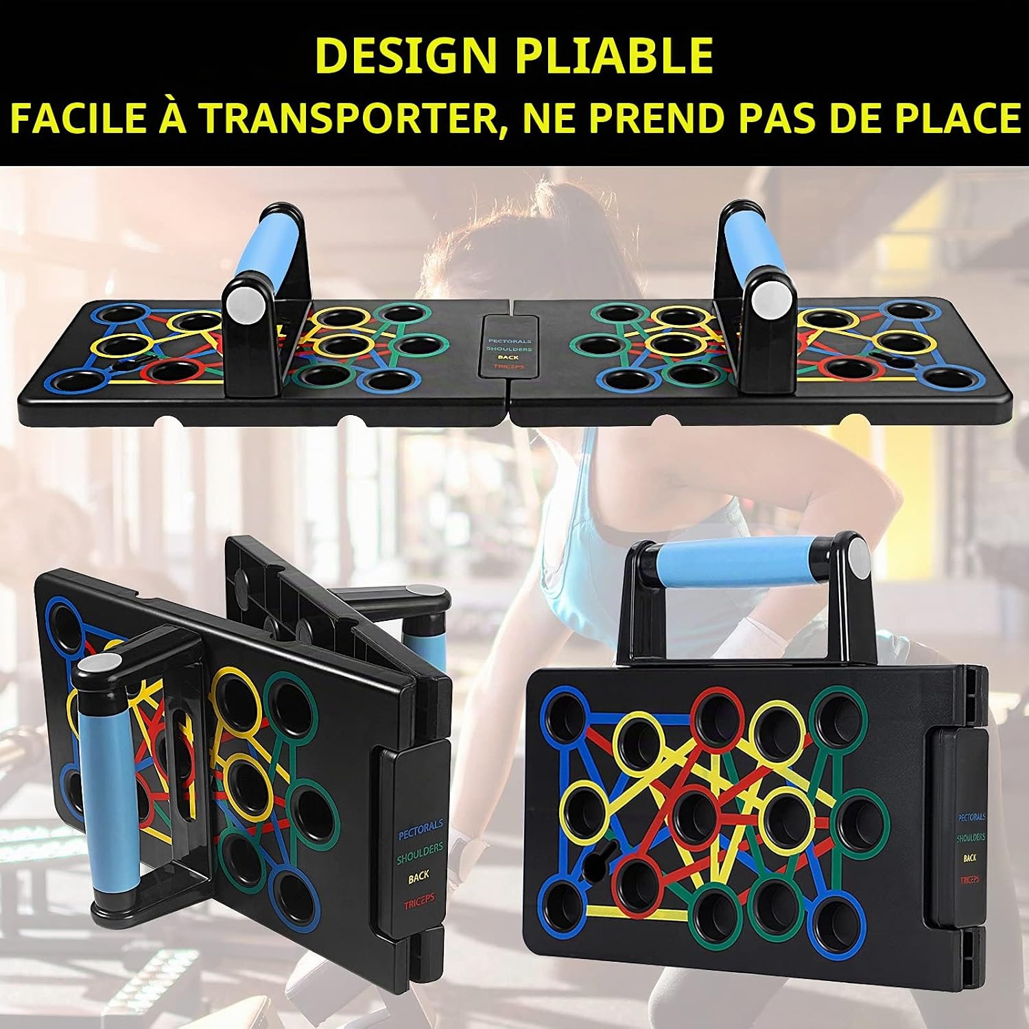 Thumbnail 1 de Push Up Board Pliable Ensemble de planches push-up 24 en 1 — portable et robuste pour la maison