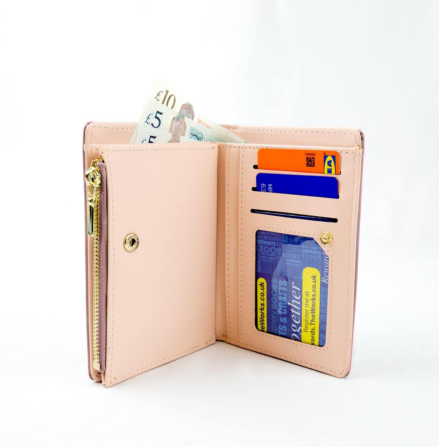 Thumbnail 5 de Woodland Leathers women’s RFID wallet with decorative heart pattern (dusky pink)