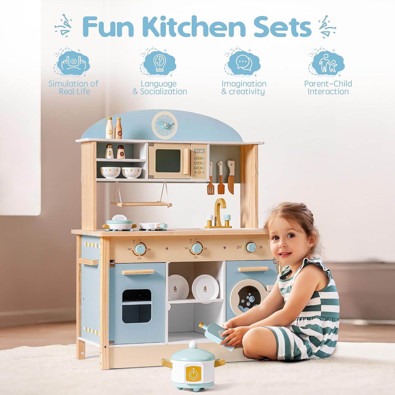 Thumbnail 6 de ROBUD Wooden Play Kitchen Set
