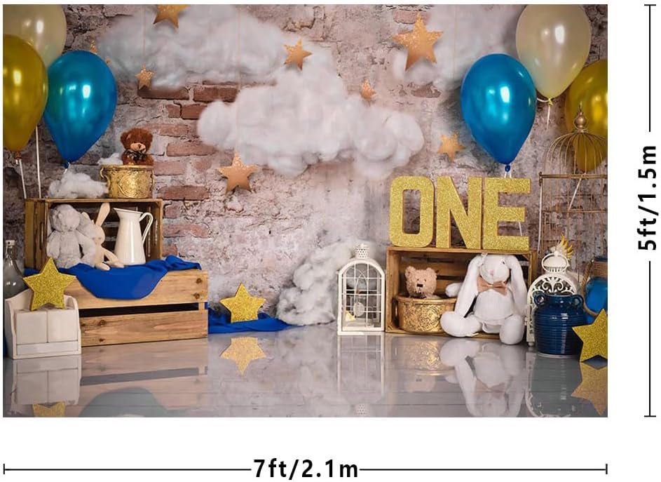 Thumbnail 2 de MEHOFOND 7x5ft Blue Birthday Backdrop
