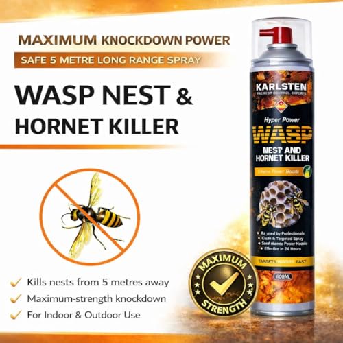 Detalle de Karlsten Hyper Power Wasp Nest Killer & Hornet Killer 600 ml – Long Range 5 Metre Spray