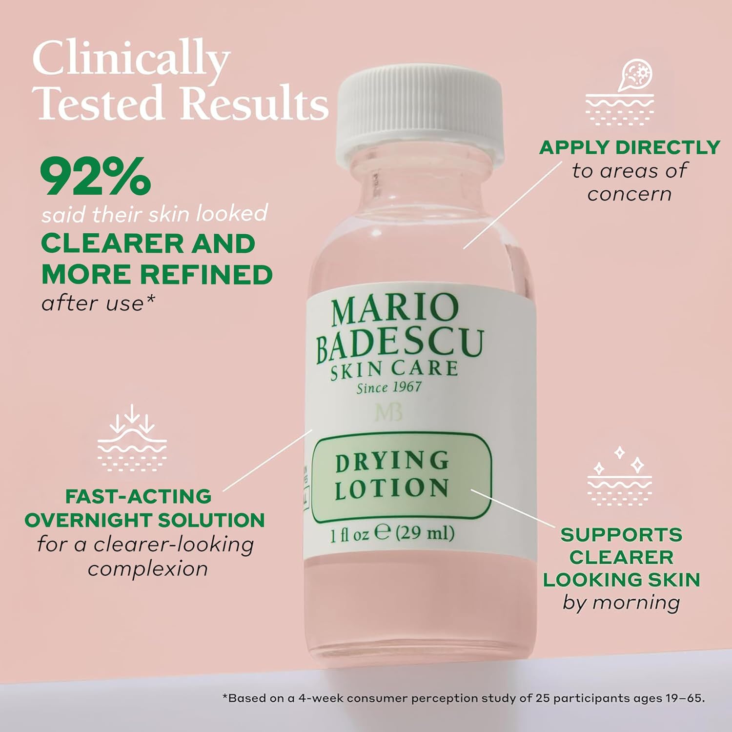 Detalle 2 de Mario Badescu Drying Lotion for All Skin Types – Overnight Spot Treatment with Salicylic Acid and Sulfur