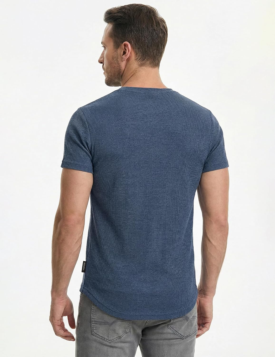 Detalle 2 de JMIERR Men’s Muscle Slim Henley T-Shirt (Crewneck Longline) with Button Placket