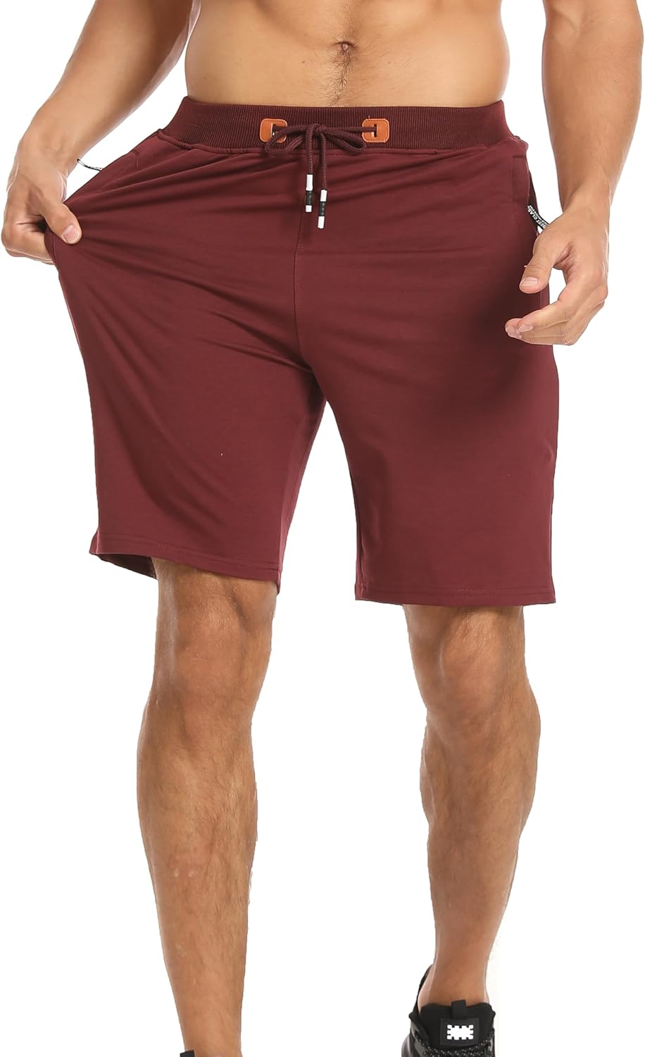 Detalle de JustSun Men's Casual Sports Joggers Shorts with Elastic Waist and Zipper Pockets