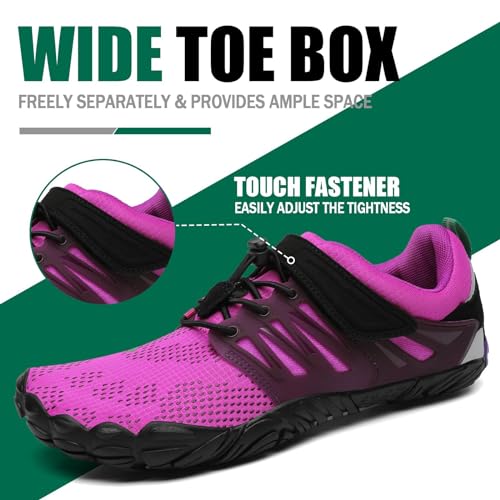 Detalle 2 de SAGUARO Zapatillas Barefoot para Hombre y Mujer (Zapatillas Minimalistas, Zero Drop, Morado, Talla 40) - Trail y Uso Diario