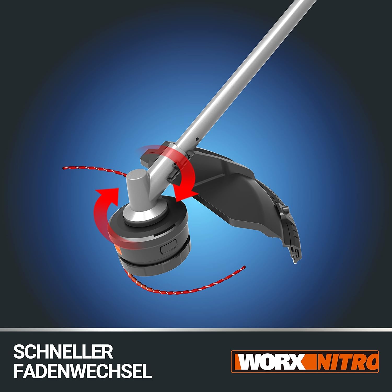 Detalle de WORX Nitro WG186E.92 Akku Sense Rasentrimmer & Freischneider – 40V, bürstenloser Motor, 38 cm Schnittkreis, ohne Akku & Ladegerät