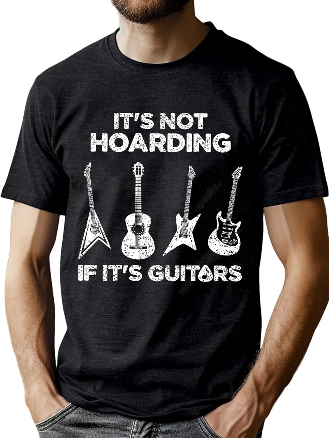 Detalle de VVNTY Guitar T-Shirt: A Comfortable, Guitar-Obsessed Tee for Men (S–XXL)