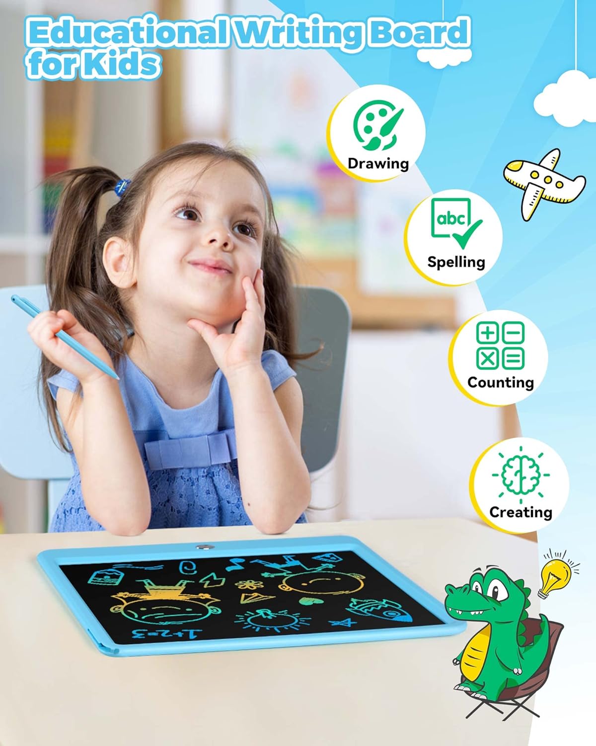 Thumbnail 1 de KOKODI 12 Inch LCD Writing Tablet with Anti-Lost Stylus (Blue) for Kids Ages 3–8