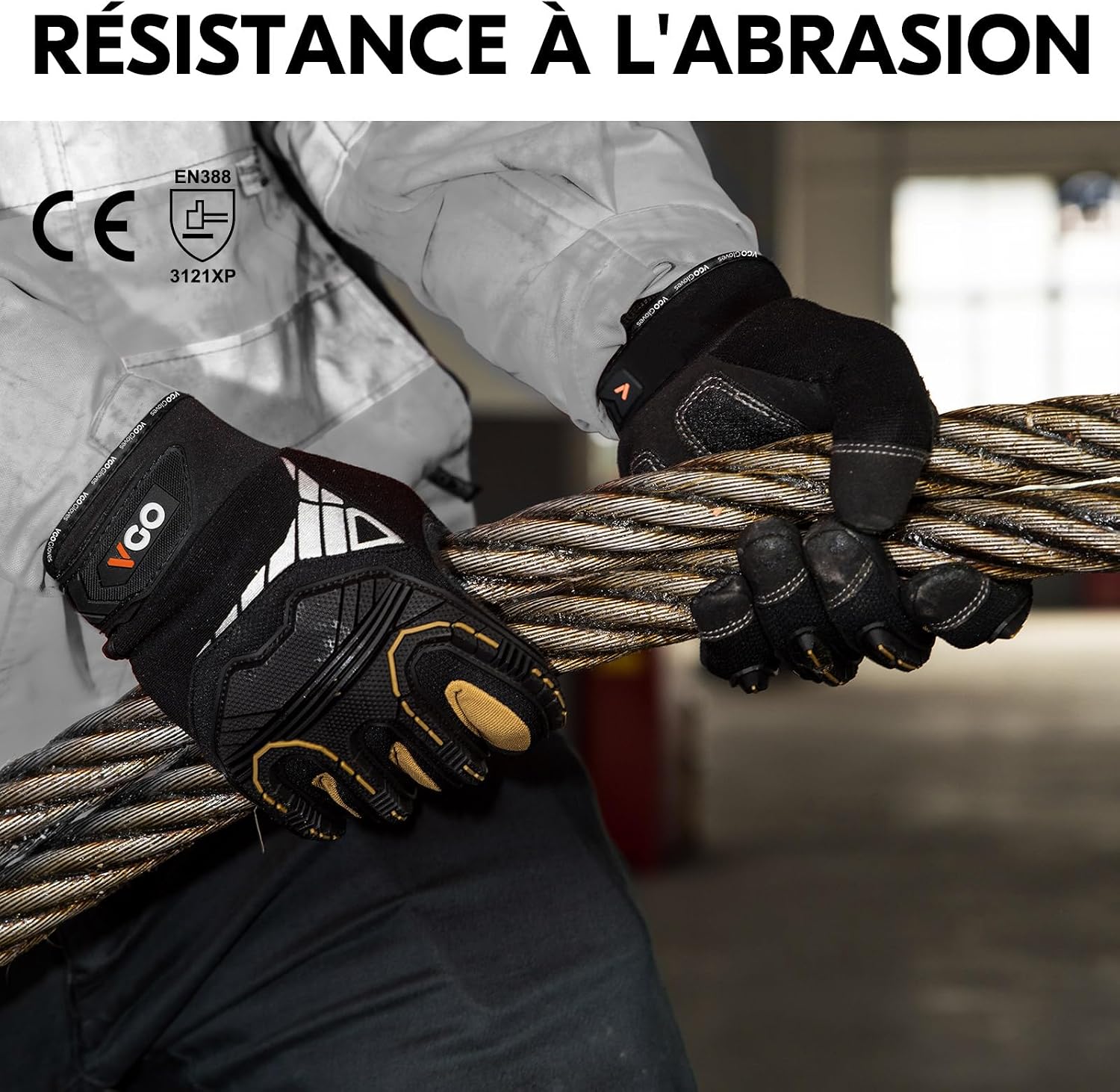 Detalle 2 de Vgo... Lot de 3 paires de gants de travail anti-vibrations SL8849,9 (L) noir et doré
