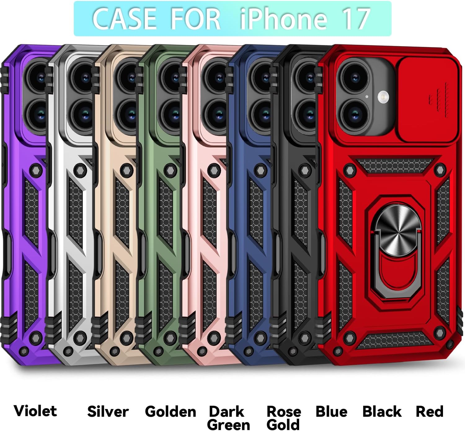 Thumbnail 5 de Hitaoyou for iPhone 17 Case with Camera Cover, Magnetic Back and Kickstand – Military Grade Protection