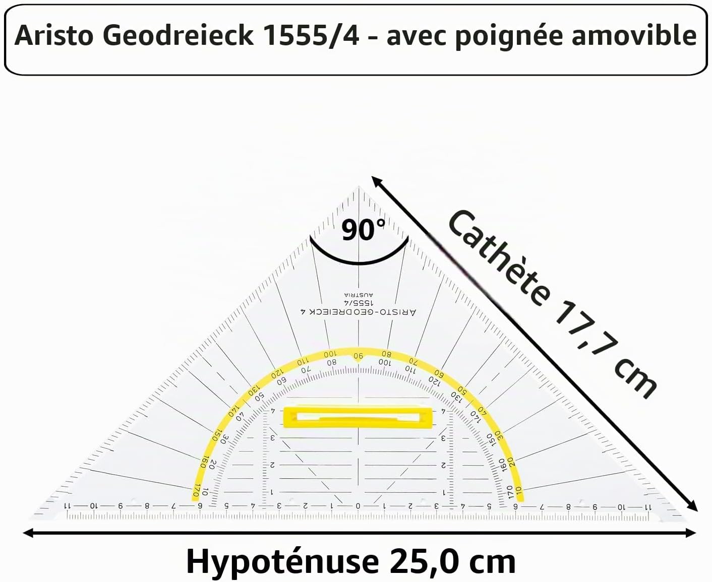 Detalle de Aristo geometrische driehoek met handgreep, 25 cm, transparant plexiglas