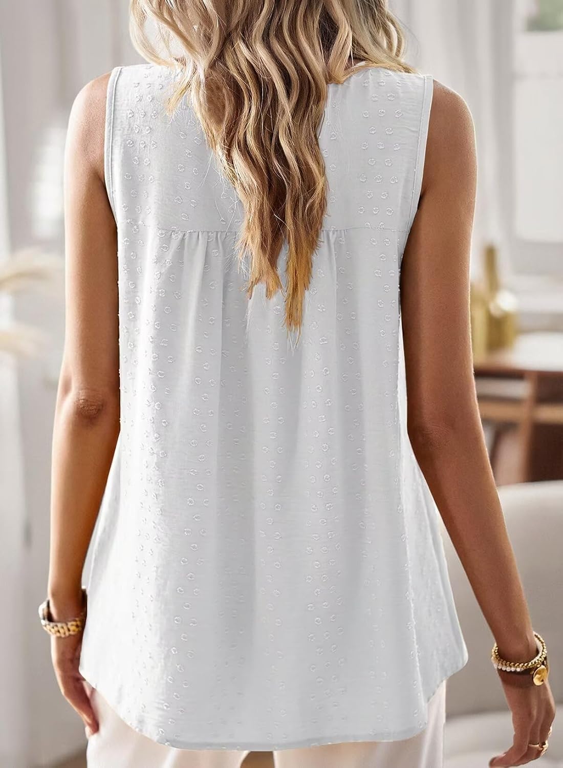 Detalle de Falechay Womens Summer Tops Boho Crochet Lace Crewneck Sleeveless Tank