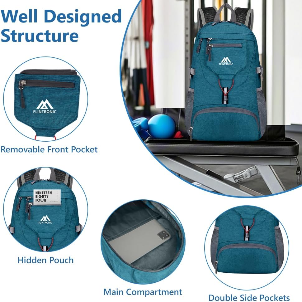 Detalle de Flintronic Sac à Dos Pliable Ultraléger 20L — Sac de Randonnée Imperméable Ultra Compact