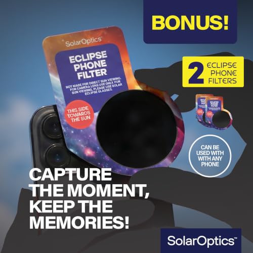 Detalle de Solar Eclipse Glasses 2 Pack with 2 Phone Filters by Solar Optics