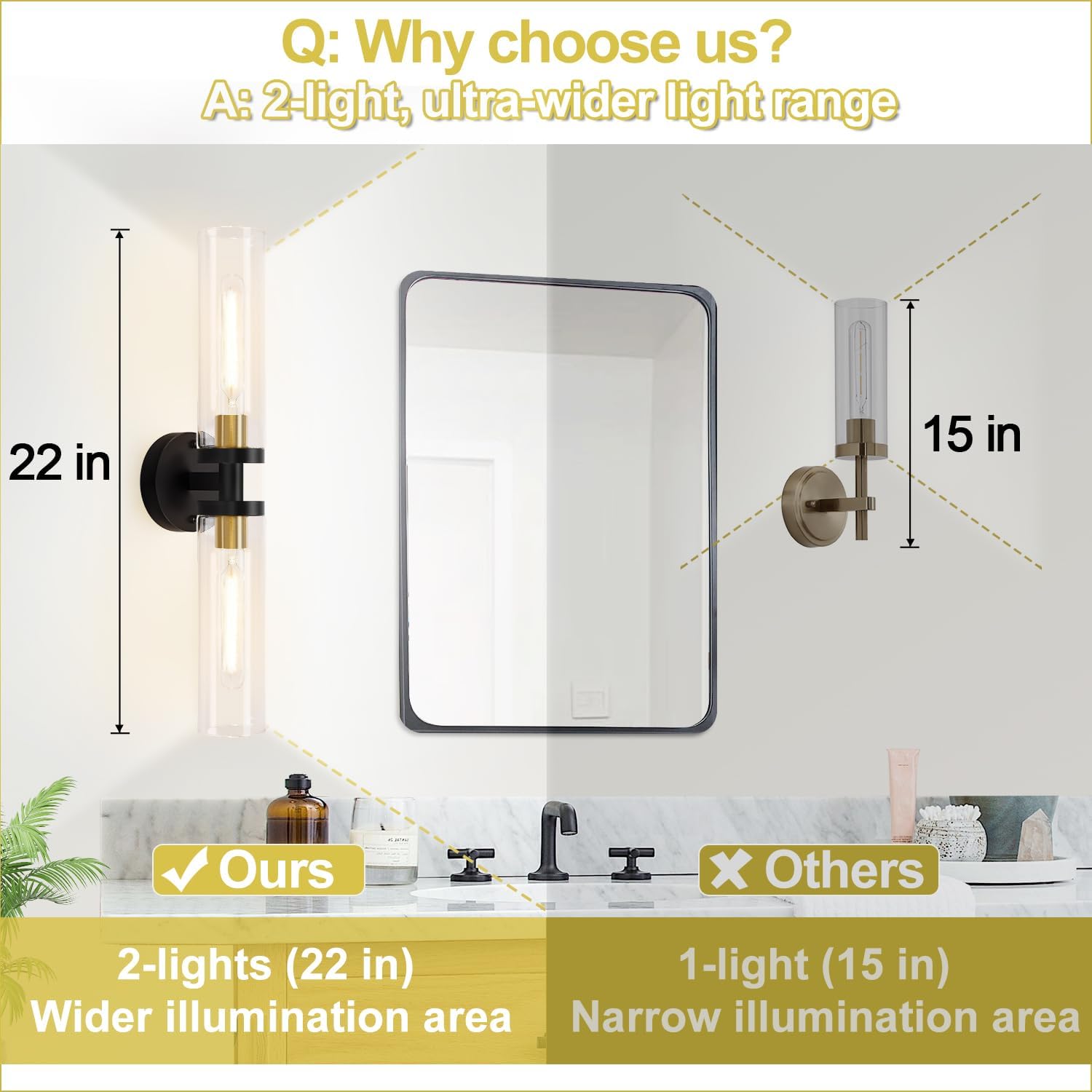 Thumbnail 2 de Indoi Wall Sconces 22" Black Gold Set