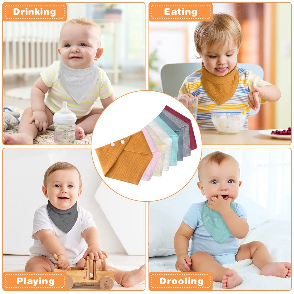 Thumbnail 5 de Vicloon Muslin Baby Lätzchen (100% Baumwolle Musselin) – 8er-Set Sabberdreiecktücher mit Druckknöpfen