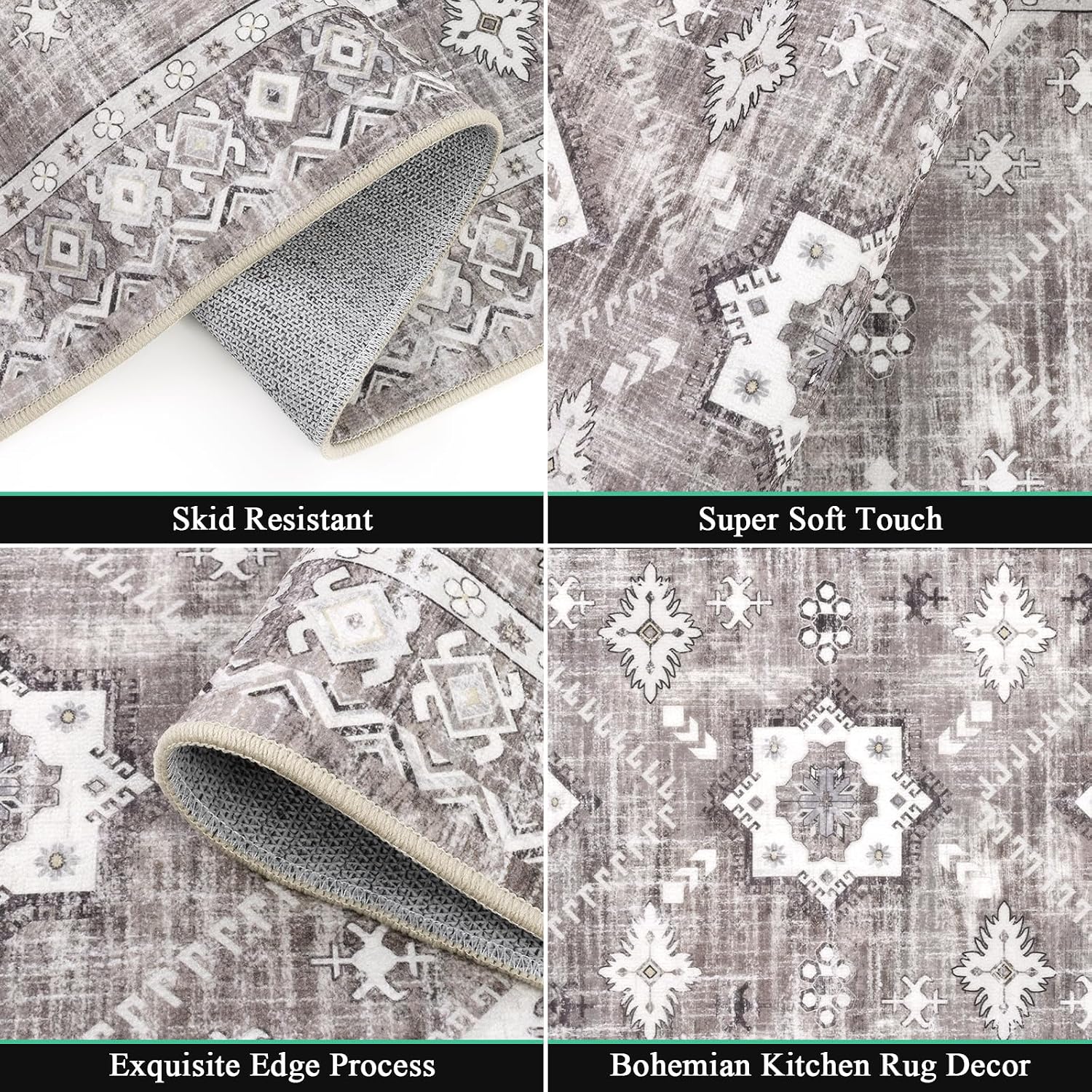 Thumbnail 2 de HEBE Boho Kitchen Rug Sets 3 Piece 20x59 Runner