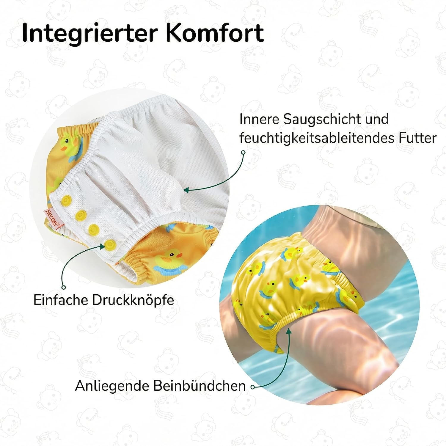 Thumbnail 2 de HECCEI Schwimmwindel Baby – Wiederverwendbare Schwimmhose mit verstellbarem Bund (0–6 Monate)