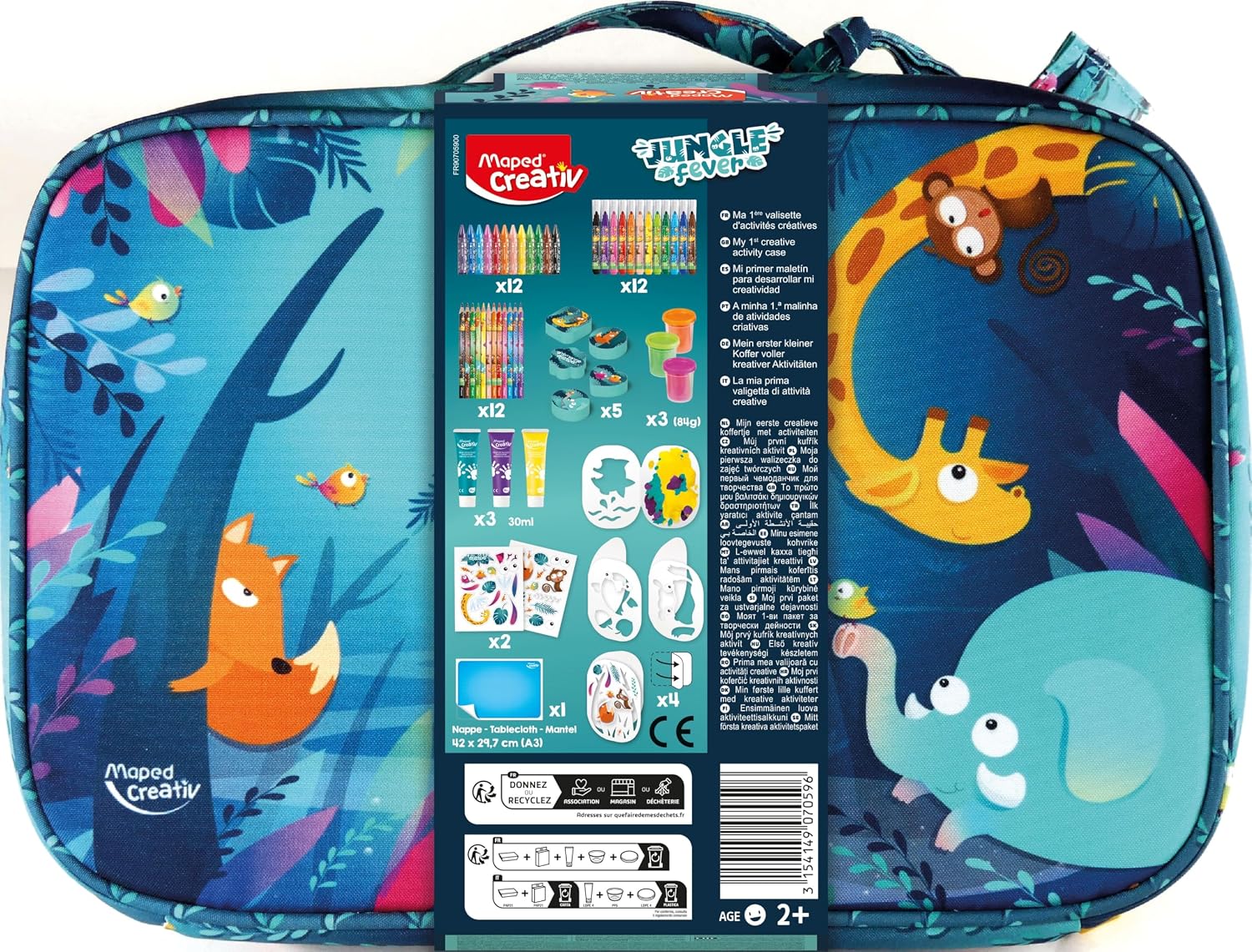 Detalle de Maped Creativ Jungle Fever – walizka kreatywna z przyborami jumbo dla dzieci 2–5 lat