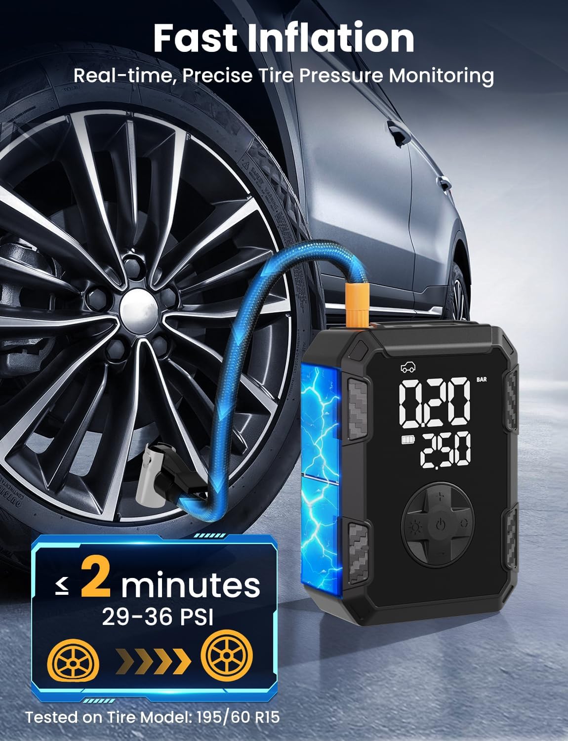 Detalle 1 de Oasser Tyre Inflator Cordless Pump