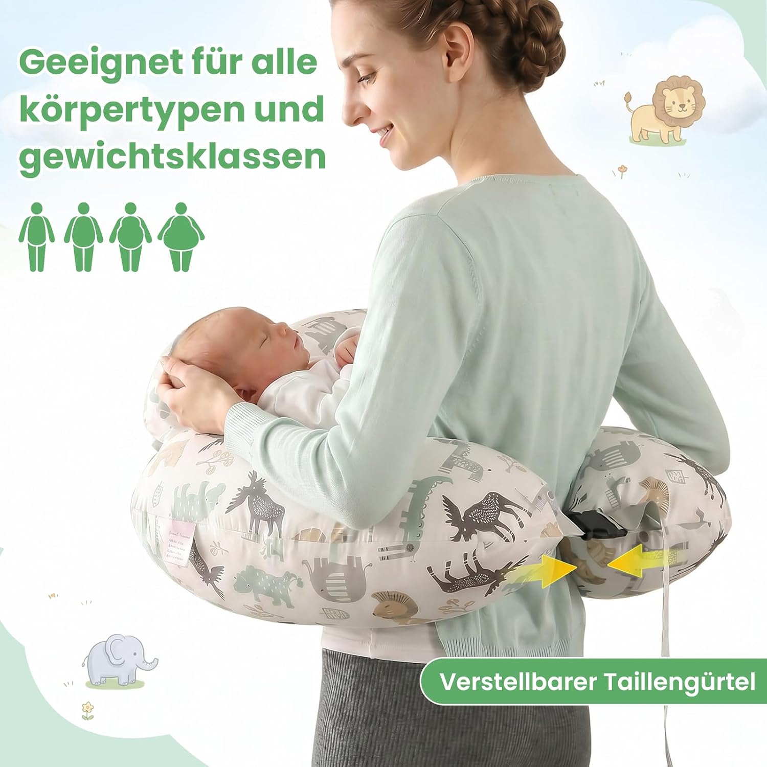 Thumbnail 3 de SHANNA Stillkissen XXL – Multifunktionales Still- und Fütterkissen mit verstellbarem Hüftgurt (Waldtiere)